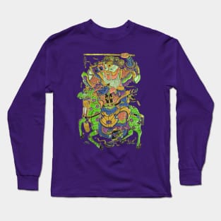 Japanese man on green Horse v1 Long Sleeve T-Shirt